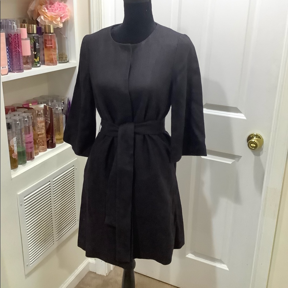 Hidden Button Quarter Sleeve Belted Coat